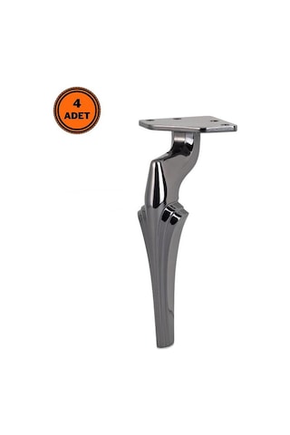 4 Adet Zeus Lüx Metal Ayak 16 Cm Füme Mobilya Koltuk Ayağı