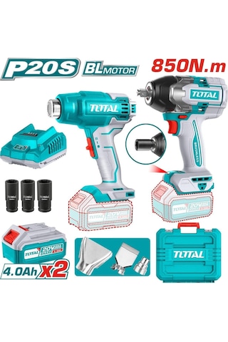 Total TOSLI240489E Li-ion Akülü Somun Sıkma Ve Sıcak Hava Tabancası Seti