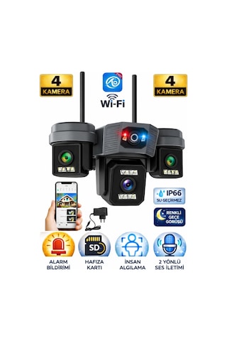 O-kam Pro Ok-203plus Premium 4 Lensli 12 Mp Wifi Ptz Güvenlik Kamerası