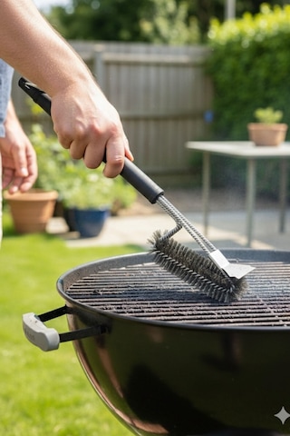 Mangal Izgara Temizleme Fırçası Paslanmaz Çelik Telli, Uzun Saplı Grill Temizlik Aparatı M