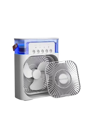 Lvsqvr Usb Bağlantılı 3'ü 1 Arada Nemlendirici Mini Klima Fan 7 Renk Işıklı