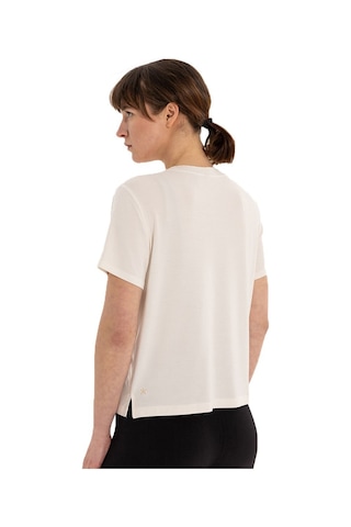 Inguz Modal Bisiklet Yaka Basic Yoga T-shirt Ekru