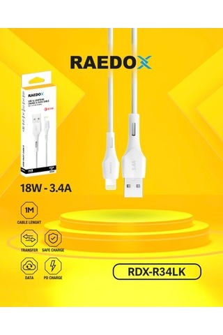 Raedox Usb To Lightning 18w 3.4a Hızlı Şarj Kablosu
