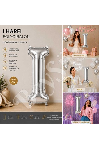 I Harfi Folyo Balon Gümüş Rengi 100 Cm