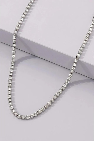 Limezon Gümüş Renk Zirkon Kadın Su Yolu Choker Kolye Altın