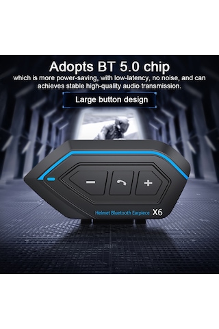 Ximistore9 "x6 Motosiklet Kaskı Bluetooth Kulaklık - 1500mah, Bluetooth 5.0, Ipx67 Su Geçirmez, Çift Bağlantı"