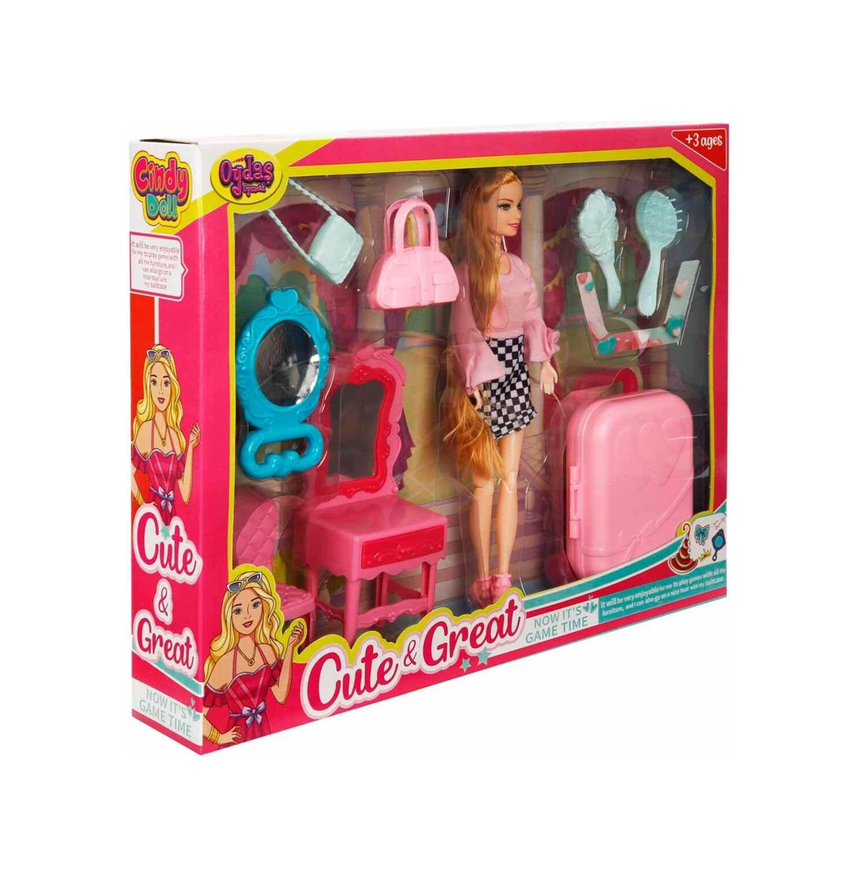 Oydaş Cindy Doll Makyaj Masalı Bavullu Bebek Moda Seti