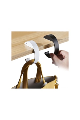 Vkemall Masaüstü Çanta Kanca Seti 2 Adet - Pratik Taşıma Ve Saklama Çözümü Beyaz - Siyah