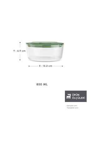 Karaca Green Yuvarlak Cam Saklama Kabı 850 Ml Yeşil