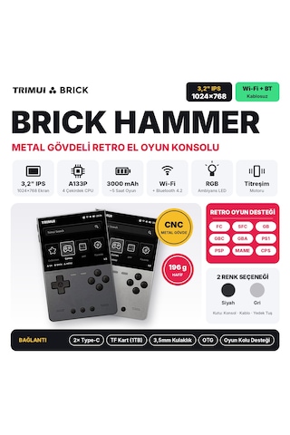 Trimui Brick Hammer Retro El Konsolu - 128GB Gri