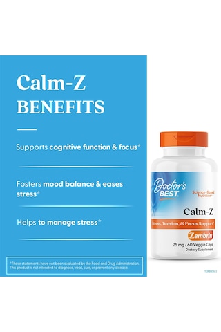 Doctor's Best Calm-z With Zembrin 25 Mg 60 Veggie Capsules Dmmedicineden Usa Menşeii