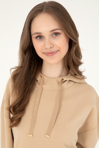 U.S. Polo Assn. Kadın Kum Modal Karışımlı Kapüşonlu Sweatshirt 50296940-VR085