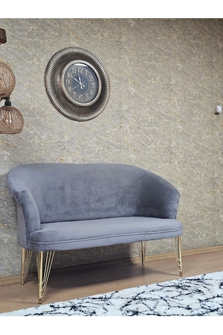 Zafir İkili Teddy Gold Kaplama Telli Ayak Çay Seti Koltuk İkili Berjer , Balkon, Salon, Ofis Gri