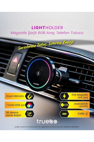 Truebo LightHolder Magsafe Şarjlı RGB Araç Telefon Tutucu