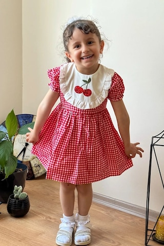 Kız Bebek Çocuk Yazlık Elbise Kısa Kollu Tüllü Tütü Astarlı Takım 001