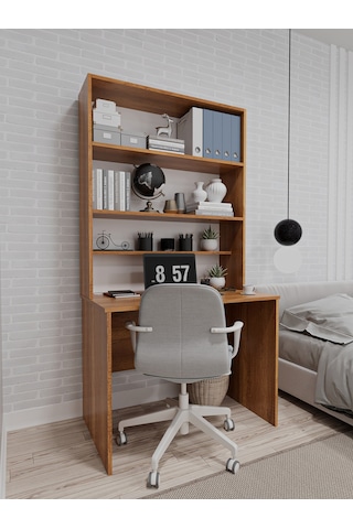 Asra Trend %100 Mdflam Raflı Çalışma Masası Bilgisayar Ofis Ders Masası Çm-03 Petra