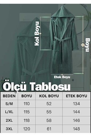 Doğa Yeşil Kapüşonlu Bornoz