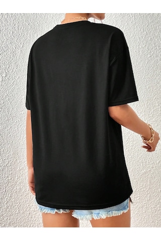 Unisex Atatürk Tasarım Basklı Tshirt Siyah