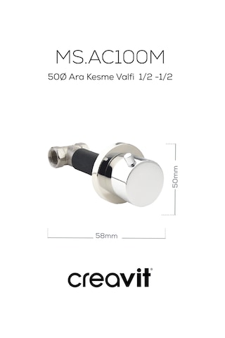 Creavit 50ø Ara Kesme Valfi 1/2 -1/2 Krom Ms.ac100m