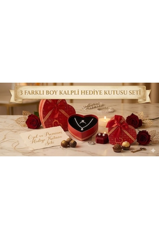 3'lü Kalp Hediye Kutu Seti Sevdiklerinizi Mutlu Etmenin En Güzel Yolu I Love You Kalp Desen Kırmızı