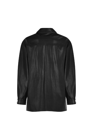 Kadın Suni Deri Gömlek Ceket Yeşil Frn6108 Siyah