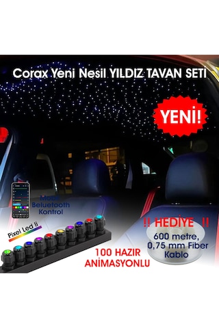 Animasyonlu Yıldız Tavan Uygulama Seti, Fiber Optik Aydınlatma Kurulum Kiti Çok Renkli