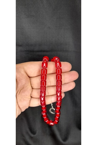 Anemore Collection Çubuk Kehribar Tesbih Kapsül Kesim Kırmızı Renk T-305
