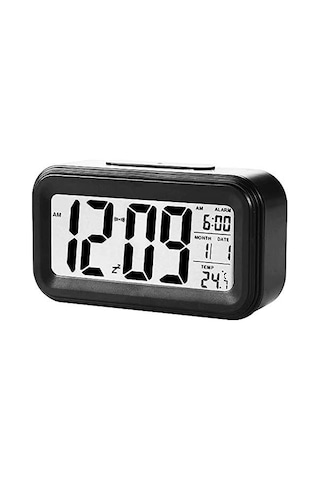 Dekoratif Dijital Alarmlı Saat, 12/24 Dönüştürme Gece Görüşlü Yatak Başucu Saati Masa Saati Led Ekran Pilli Çalar Saat 13 X 4.5x 7.5cm Siyah Diğer
