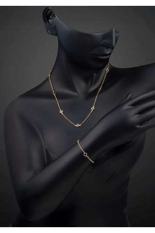 Bilezikci Oniks Taşlı Yonca 14 Ayar Altın Set Takımı