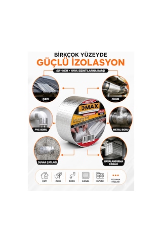 Dmax 96 Mm X 2 M Sakız Sızdırmaz Bant Butil Alüminyum Folyo İzolasyon Ve Tamir Bandı Su, Nem Ve Hava Sızdırmaz