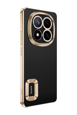 Goocamp Poco X7 Kılıf Kamera Korumalı Logo Gösteren Omega Kapak - Gold Altın