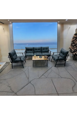 Lüx Bahçe Balkon Mobilyası , Koltuk Takımı , Cafe 3-1-1 Sehba Takımı Antrasit