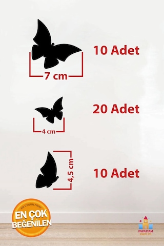 Çocuk Odası İçin Dekoratif Duvar Süsü 6 Adet - Çocuk Odası Kelebek Beyaz Rek Duvar Süsü