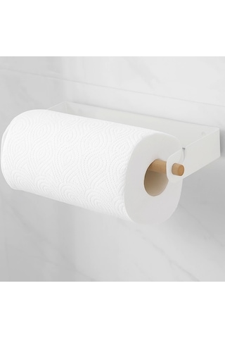 Kağıt Havluluk Yapışkanlı Ve Vidalı Şerit, Kancalı Ağaç Çubuklu Model Beyaz Rengi Beyaz