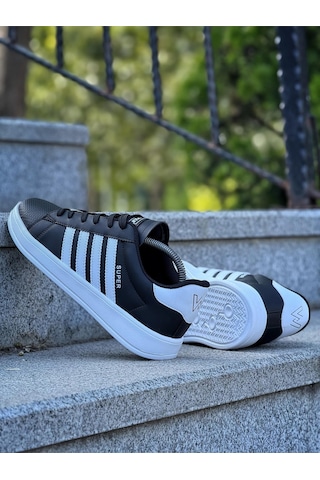 Unisex Spor Ayakkabı Sneaker Hafif Ortopedik Eva Taban Memory Foam Günlük Kullanım İçin Rahat Siyah - Beyaz