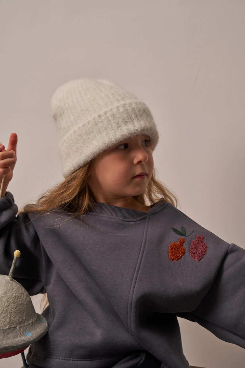 Gri Omuz Nakışlı Asimetrik Detaylı Alt Üst Takım Gri