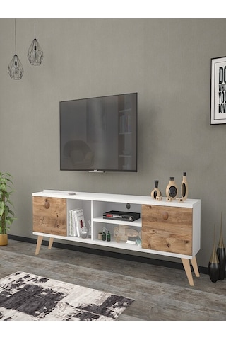 Mbes Mobilya Esin Beyaz-Atlantik 160 Cm Tv Ünitesi