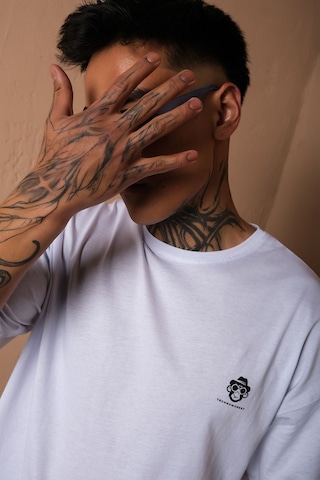 Technomonkey Unisex Beyaz Oversize Chill Vibes Baskılı Techno Tişört