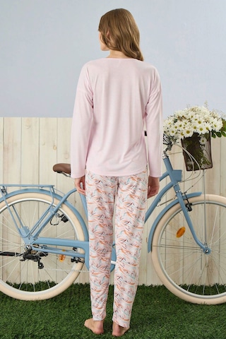 Pijamoni Polivisyon Kumaş Pembe Pijama Takımı