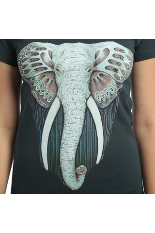 Bant Giyim - Elephant Fil Füme Kadın T-Shirt Tişört