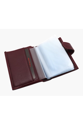 Westpolo Hakiki Deri Kağıt Para Ve Bol Şeffaf Kart Bölmeli Patlı Unisex Kartlık - Bordo Bordo