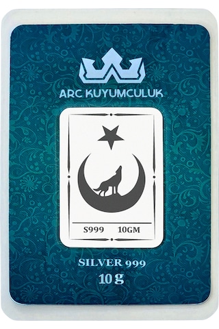 Hediyeye Özel 10 Gram Türkiye Ve Kurt Temalı 999 Ayar Gümüş İle Üretilmiş Gümüş Külçesi-769