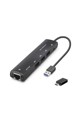 Usb Type-c 3.2 Gen1 Hub Gigabit Lan 4 Port 5 Gbps Siyah Hdx7897 Evimdeyokyok