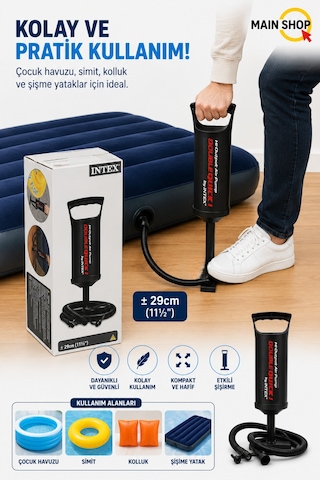 Mainshop Intex 29 Cm Kutulu Pompa Yatak, Bot, Can Yeleği, Havuz Ve Simit Şişirme Pompası M-68612