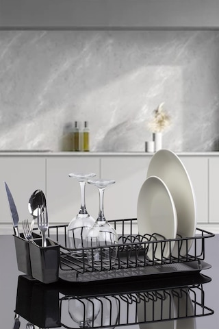 Okyanus Home Tek Katlı Modern Tabaklık - Bulaşıklık Siyah