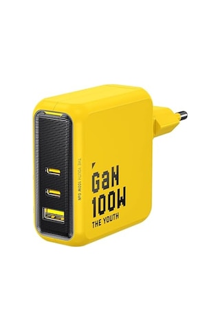 3 Portlu Şarj Adaptörü 100w Şarj Cihazı Gan Hızlı Şarj Istasyonu Sarı