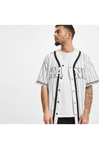 Karl Kani Serif Pinstripe Baseball Erkek Beyaz Gömlek Düz Km221-115 Beyaz