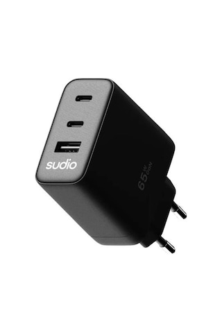 Sudio P3 Gan Güç Adaptörü Usb,type C 65w SİYAH