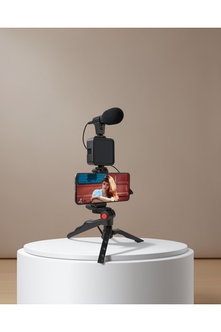 Video Çekim Kiti Tripod Led Işık Harici Mikrofon Bluetooth Kumanda Standart