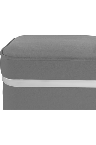 Zengo Silver Twin Line Kare Puf -gri Kumaş, Dekoratif Makyaj Masası Pufu-modern Style